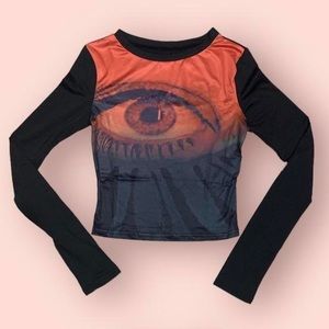 Y2K all seeing eye long sleeve top size S